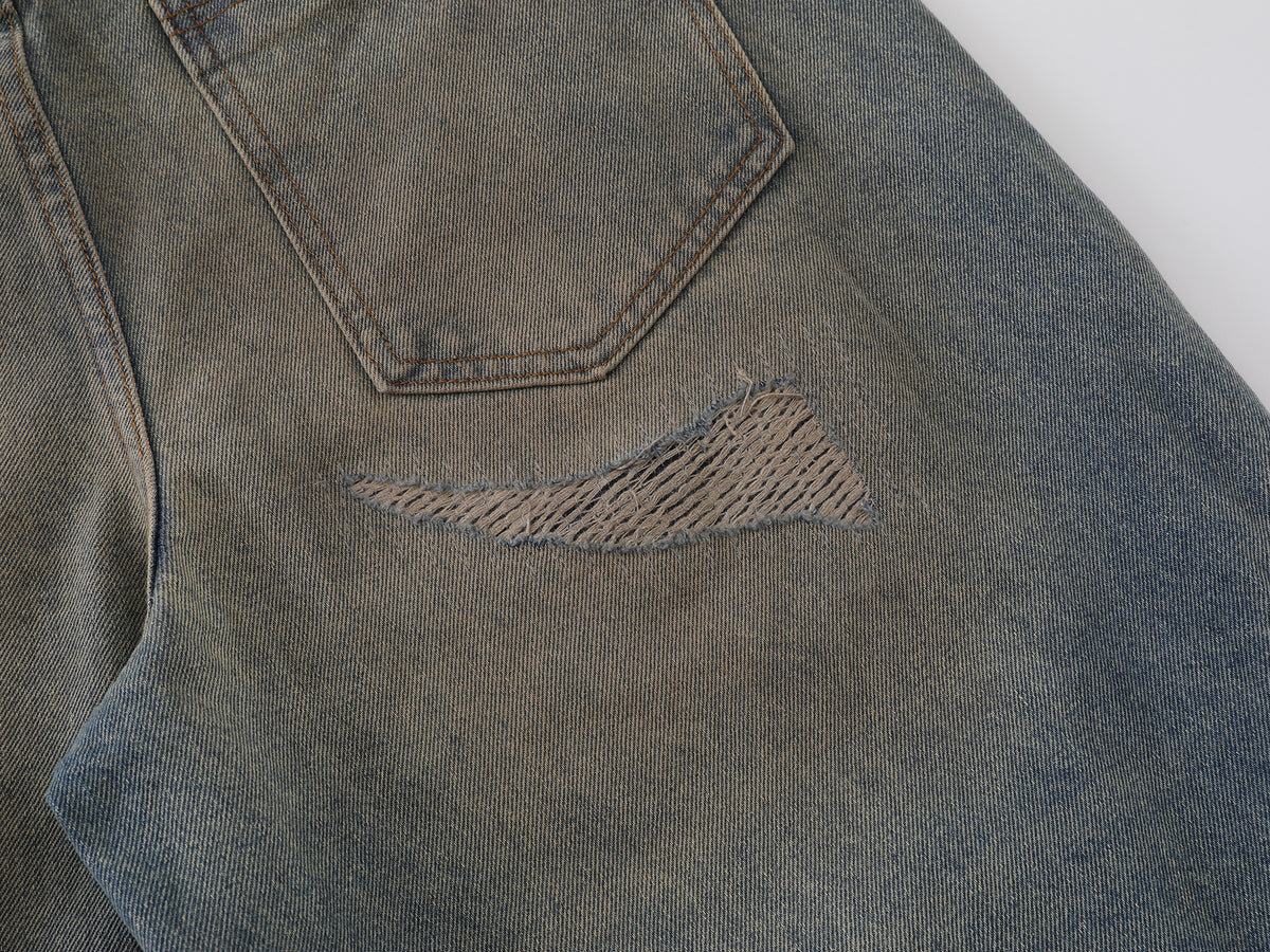 Candrala Distressed Tinted Spray Curved Baggy Jeans - Seldom Seen Styles