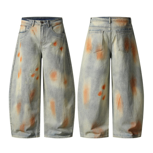 Candrala Distressed Tinted Spray Curved Baggy Jeans - Seldom Seen Styles