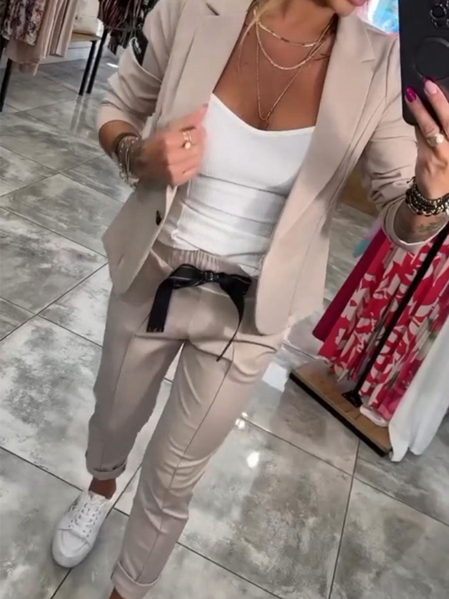 Casual Blazer Jogger Two Piece Set - Seldom Seen Styles
