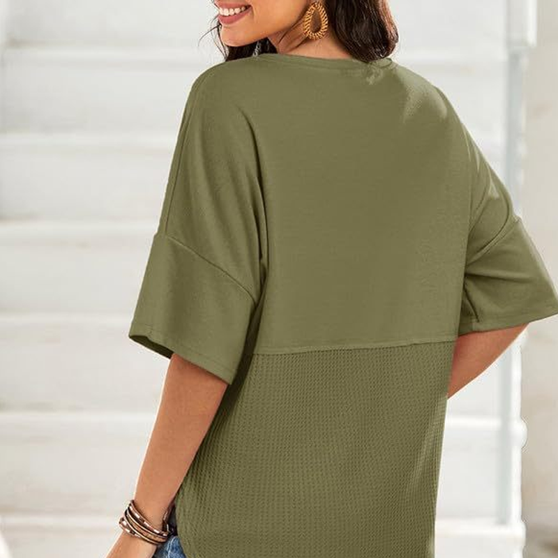 Casual Button Down Waffle Knit Top - Seldom Seen Styles