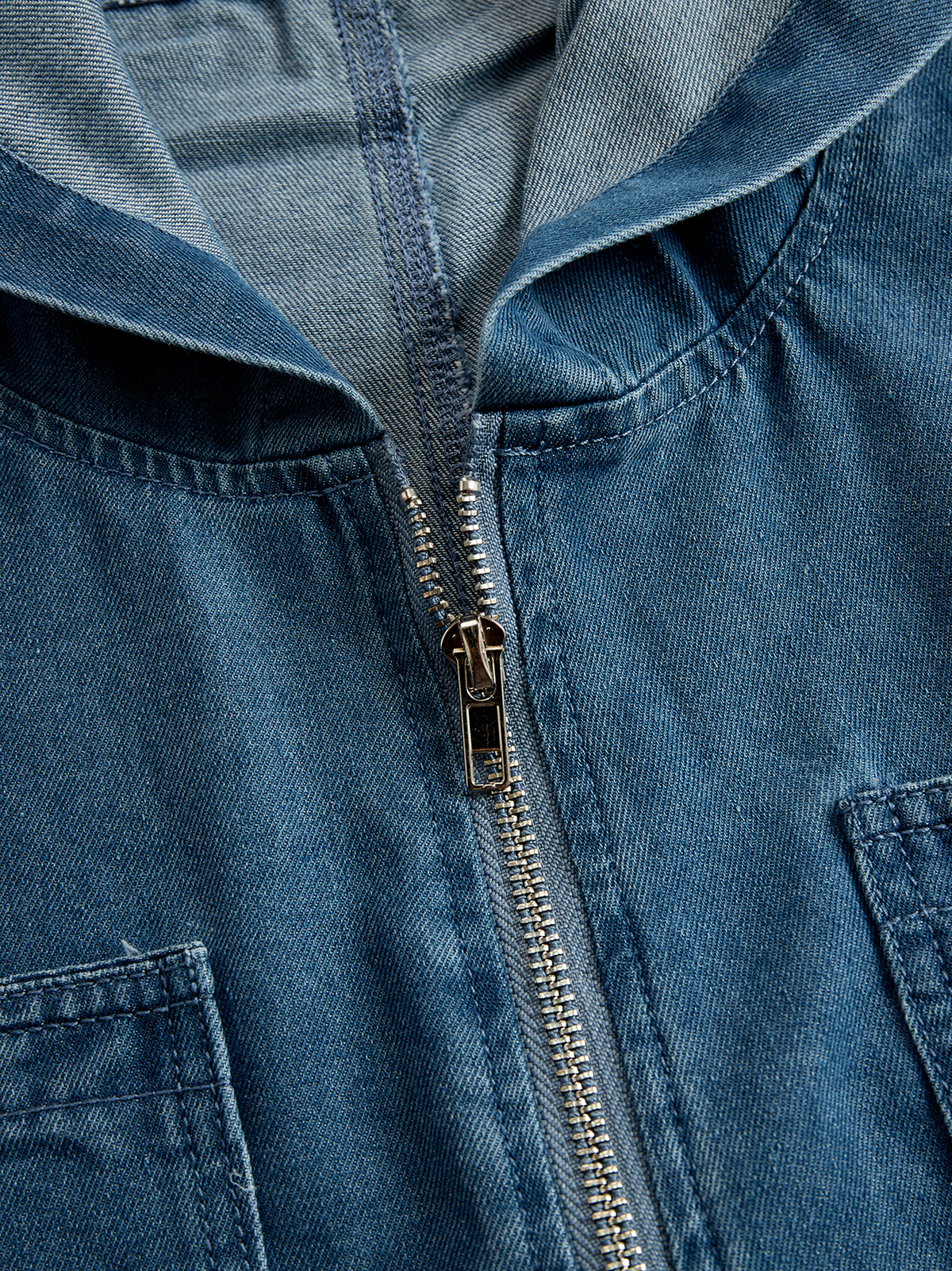 Casual Loose Retro Pocket Long Sleeve Hooded Zipper Denim Jumpsuit - Seldom Seen Styles