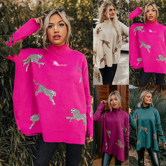 Casual Retro Tiger and Leopard Print Long-sleeved Top - Seldom Seen Styles