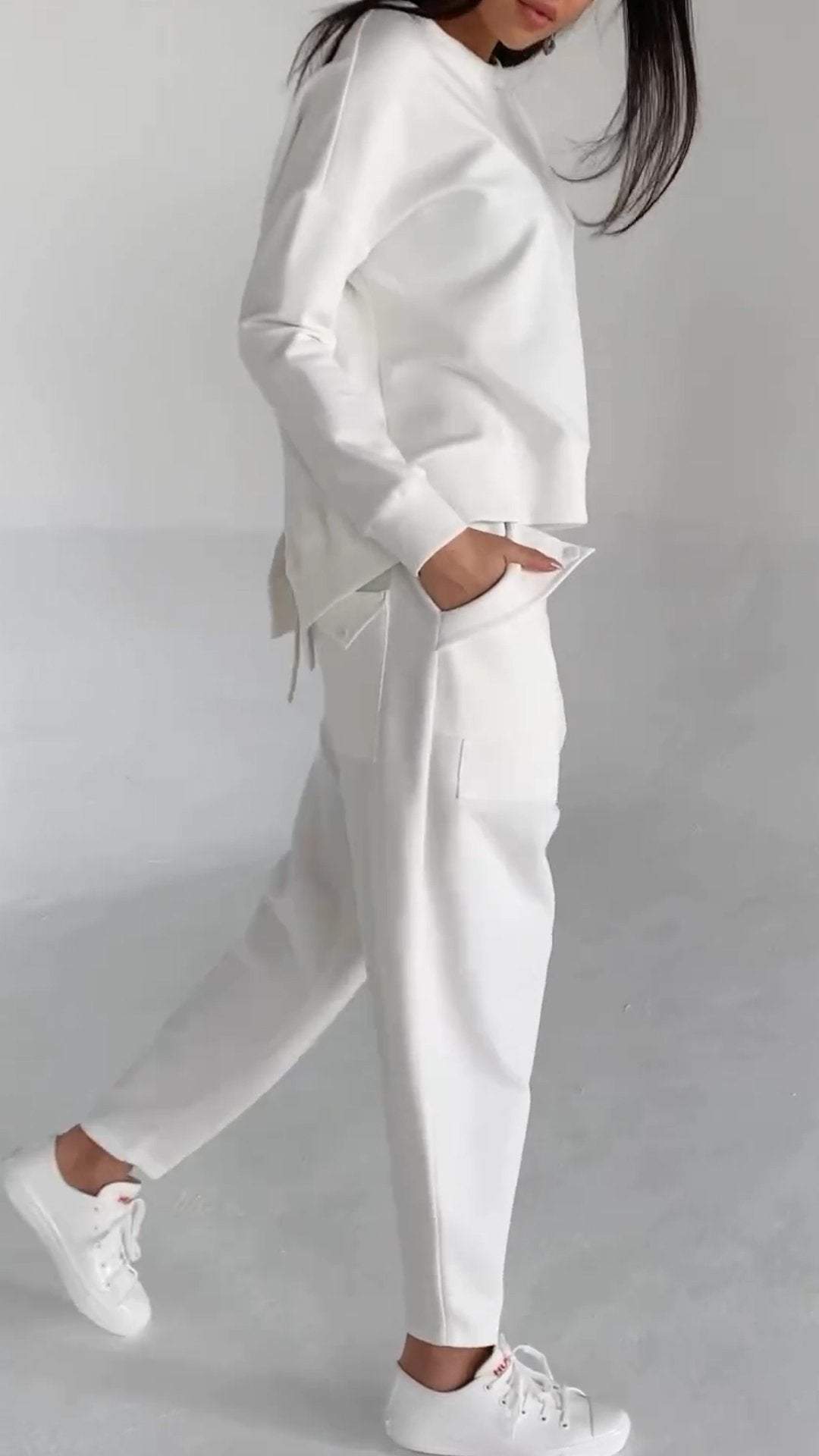 Casual Round Neck Long Sleeve Two Piece Suit - Seldom Seen Styles