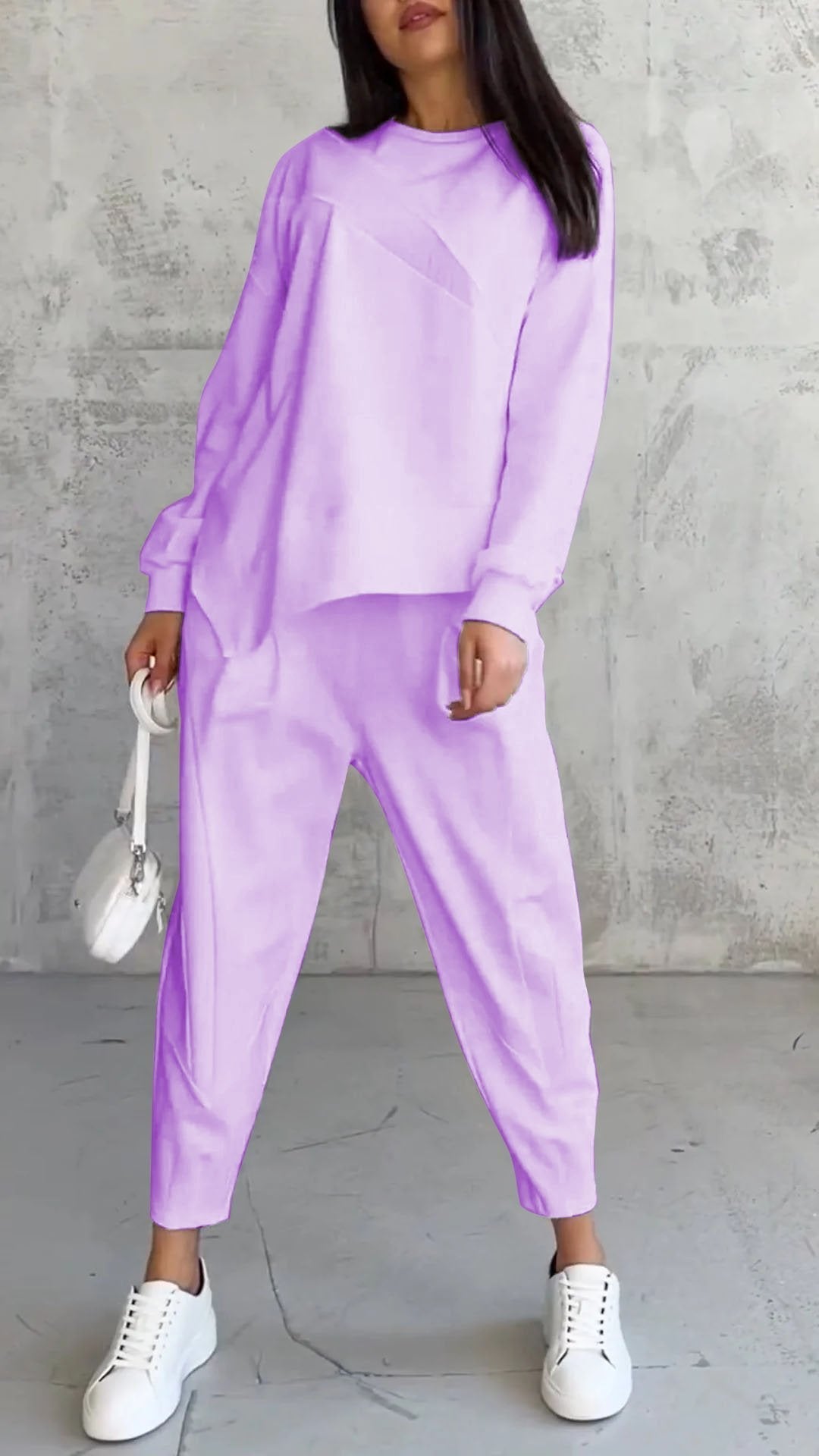 Casual Round Neck Long Sleeve Two Piece Suit - Seldom Seen Styles