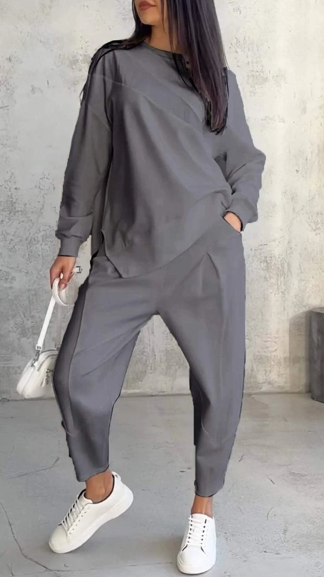 Casual Round Neck Long Sleeve Two Piece Suit - Seldom Seen Styles