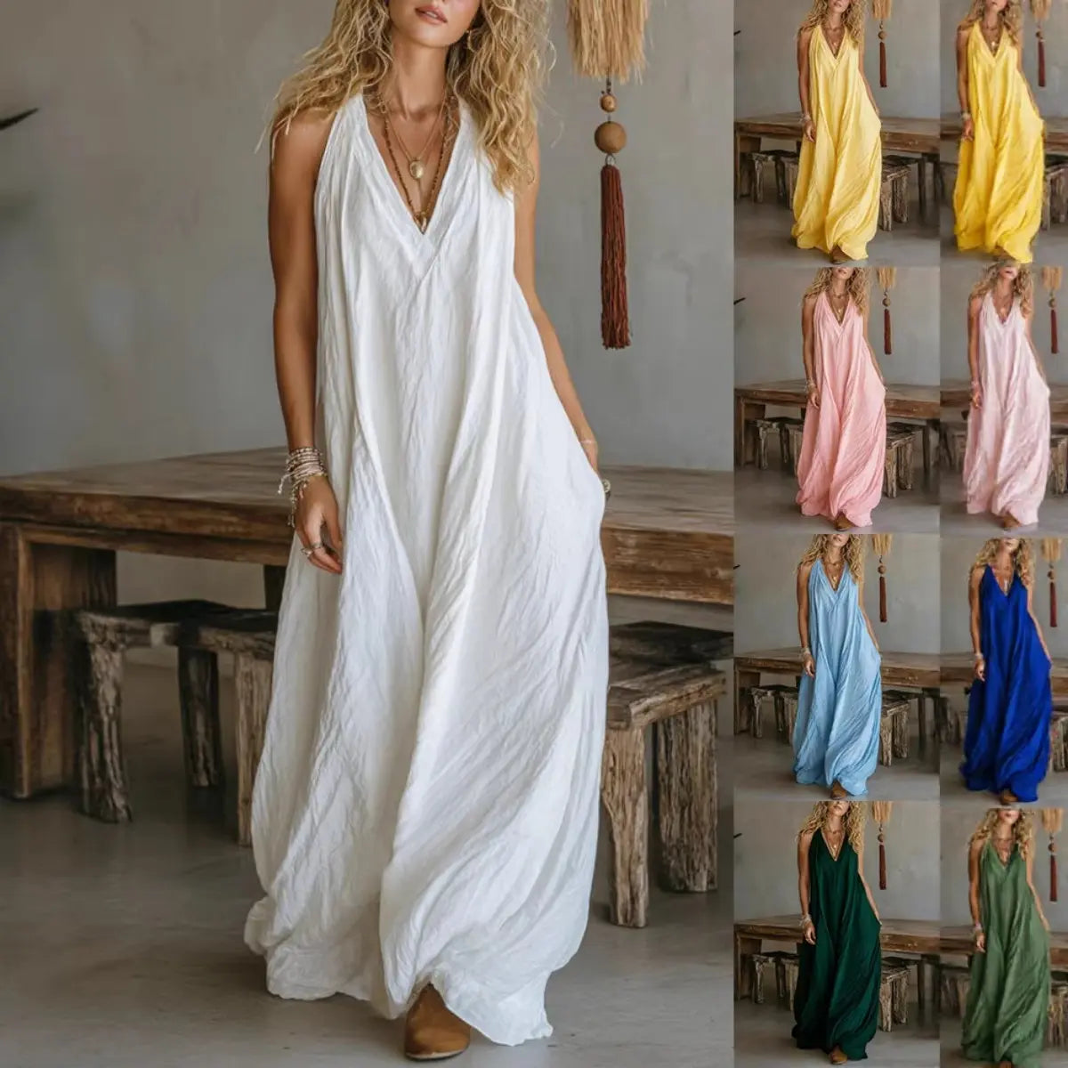 Casual Sleeveless Hollow Holiday Jumpsuit 2026 Fashion High Street Wide Leg Playsuits Simple Solid Color V-neck Summer Rompers - Seldom Seen Styles