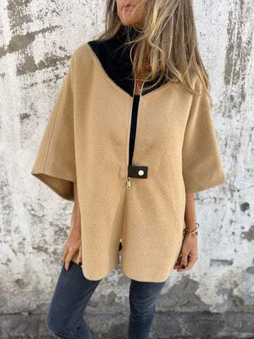 Freizeitjacke mit Stehkragen und halbem Reißverschluss