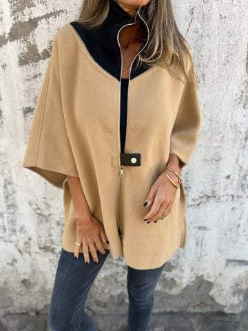 Freizeitjacke mit Stehkragen und halbem Reißverschluss