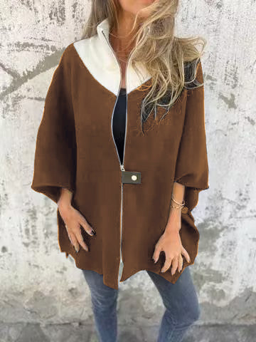 Freizeitjacke mit Stehkragen und halbem Reißverschluss