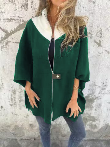 Freizeitjacke mit Stehkragen und halbem Reißverschluss