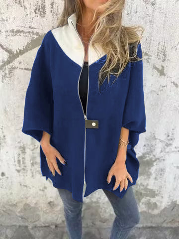 Freizeitjacke mit Stehkragen und halbem Reißverschluss