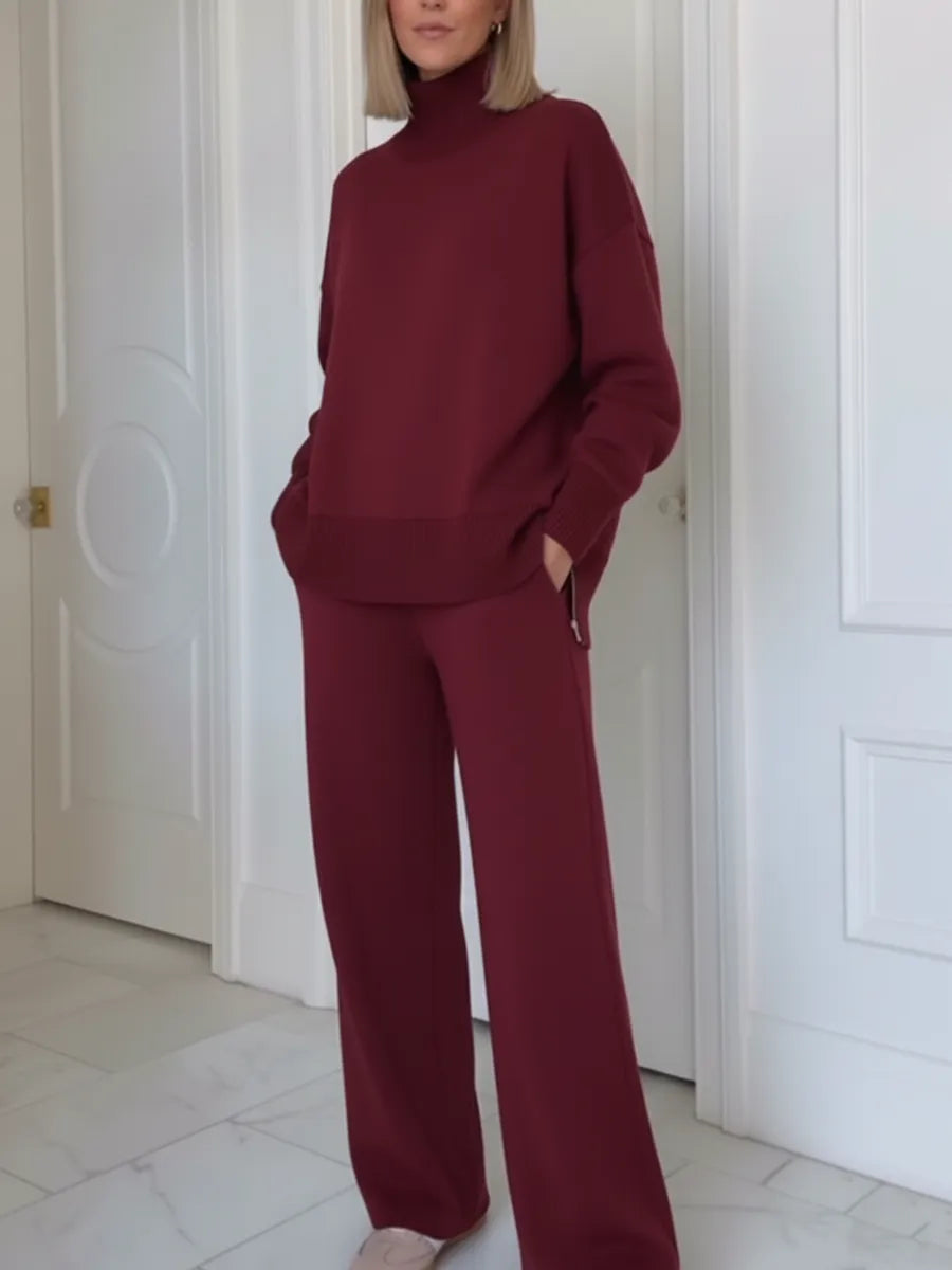 Casual Travel Stand Collar Side Zipper Top Straight Pants Two-Piece Set - Seldom Seen Styles
