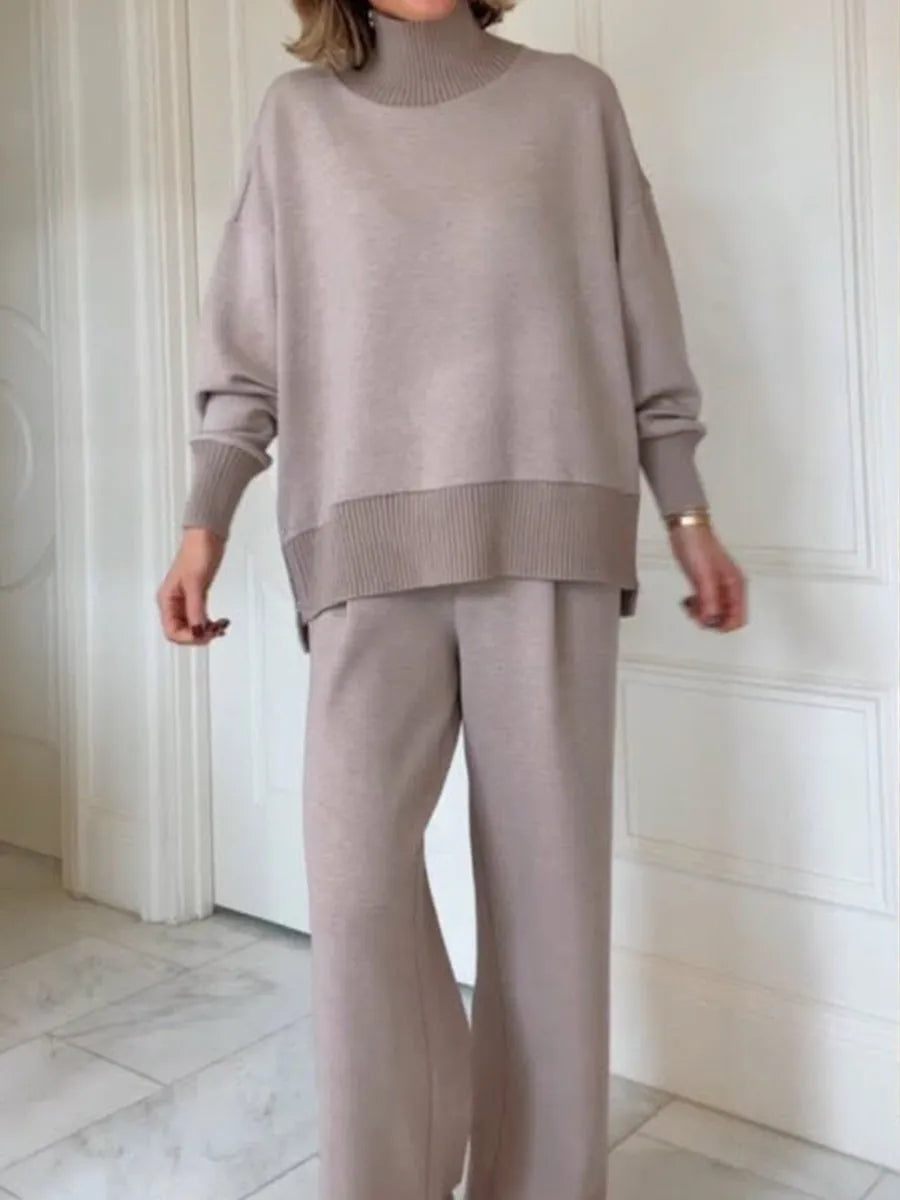 Casual Travel Stand Collar Side Zipper Top Straight Pants Two-Piece Set - Seldom Seen Styles