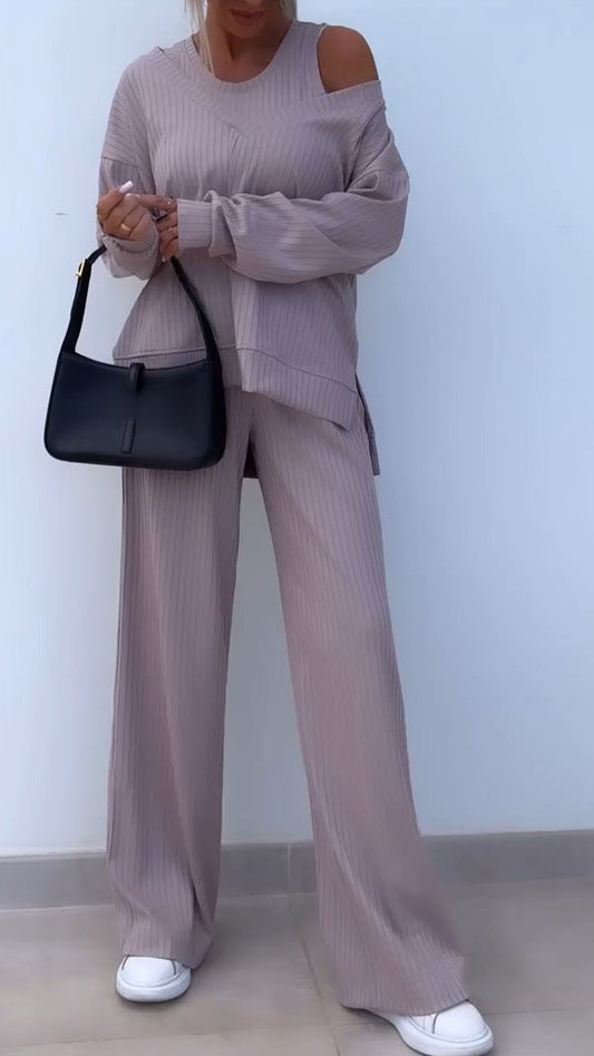 Casual V-neck Long-sleeved Three-piece Suit - Seldom Seen Styles