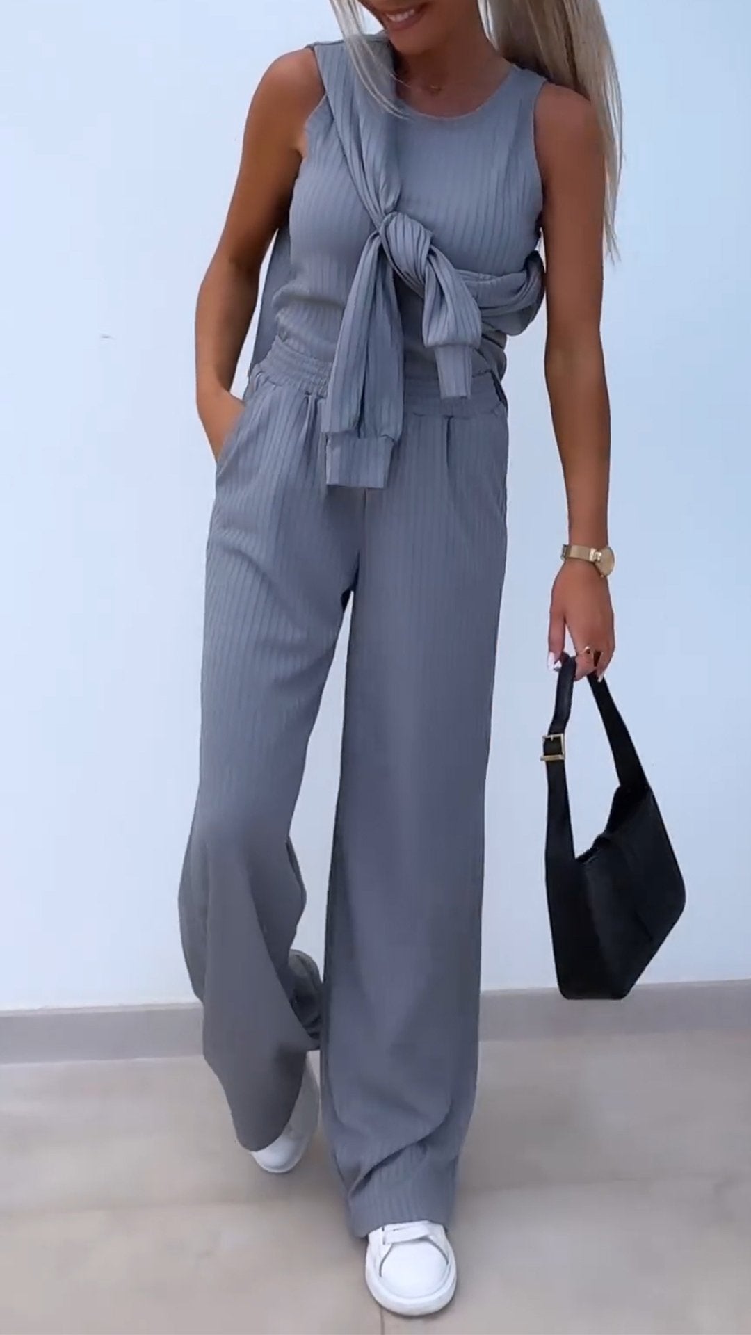 Casual V-neck Long-sleeved Three-piece Suit - Seldom Seen Styles
