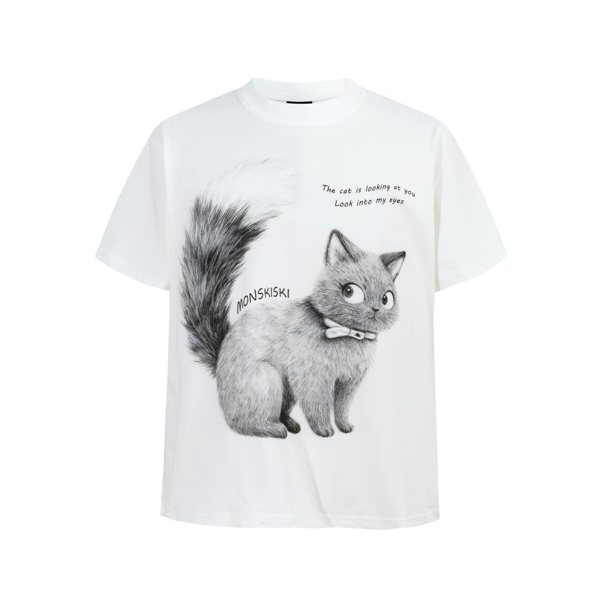 Cat Letter Print Short Sleeve T-Shirt Ice Fabric Cooling UPF50 Quick Dry Loose Fit Streetwear Couple Summer Casual Tee | Cool Cat Tee - Seldom Seen Styles