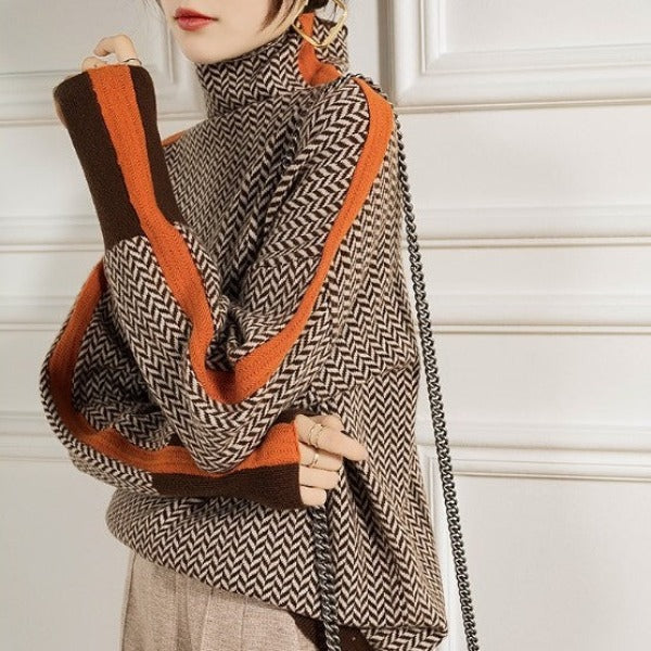Charlotte | Crew neck sweater with striking contrasting stripes - Seldom Seen Styles
