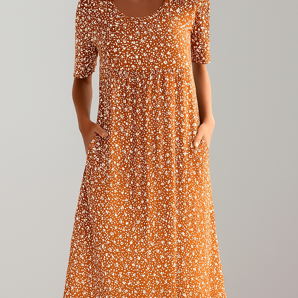 Floral High Waist Midi Dress with Pockets - Seldom Seen Styles