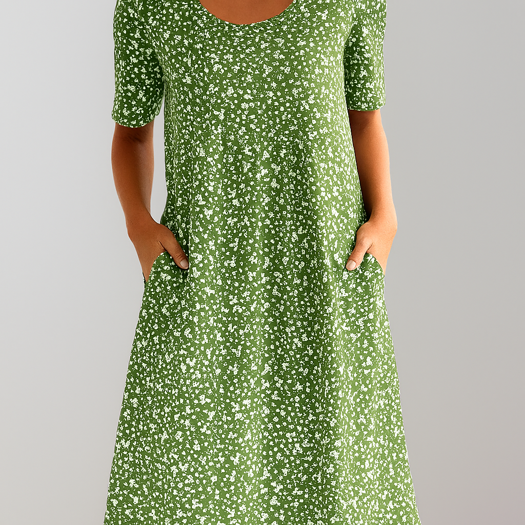 Floral High Waist Midi Dress with Pockets - Seldom Seen Styles