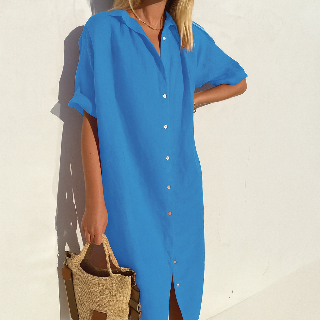 Women’s Classic Versatile Outdoor Linen Shirt Dress - Seldom Seen Styles