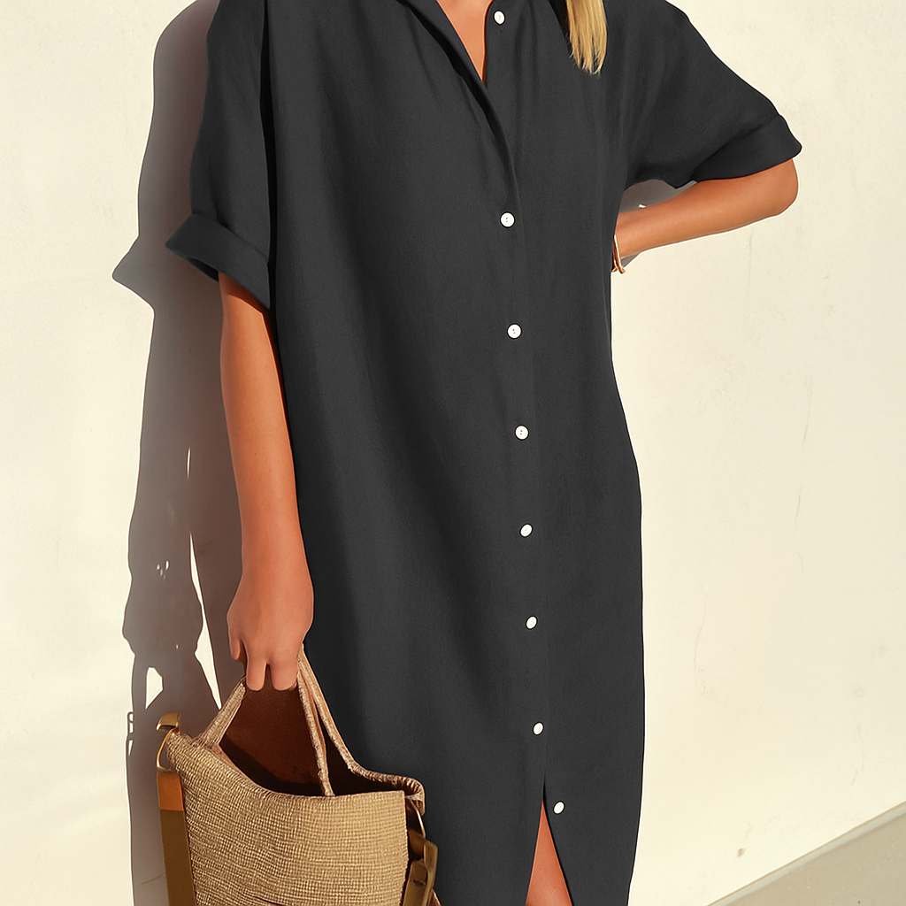 Women’s Classic Versatile Outdoor Linen Shirt Dress - Seldom Seen Styles