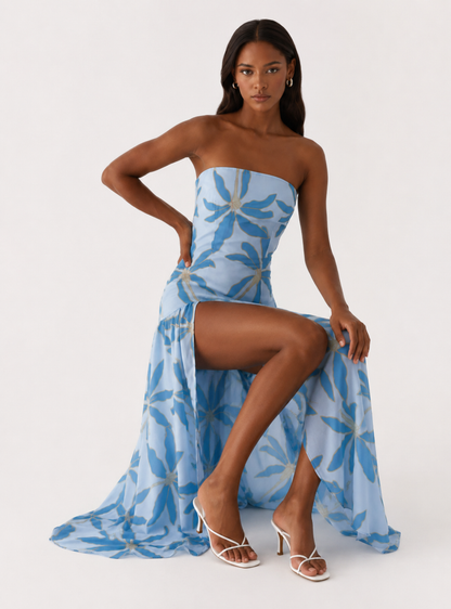 Eden Strapless Maxi Dress - Opulent Blue