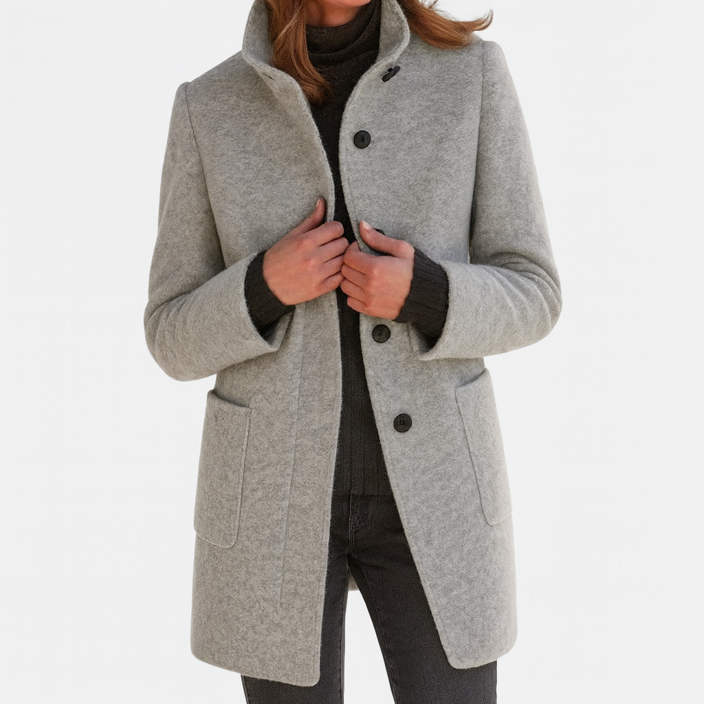 Ariella | Sleek High-Collar Coat - Seldom Seen Styles