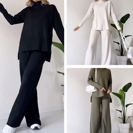 Chic slit casual two-piece set - Seldom Seen Styles