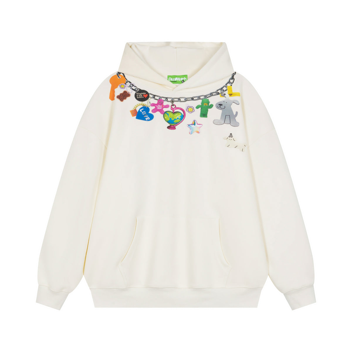 Chunky Chain Toy Charm Graphic Oversized Hoodie - Seldom Seen Styles