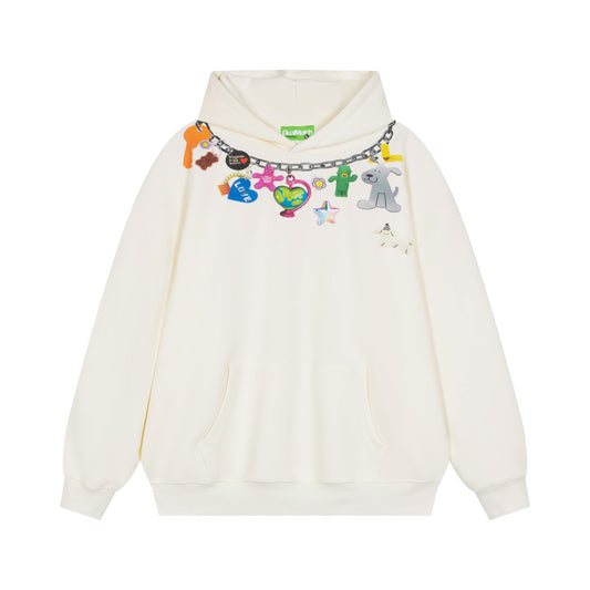 Chunky Chain Toy Charm Graphic Oversized Hoodie - Seldom Seen Styles