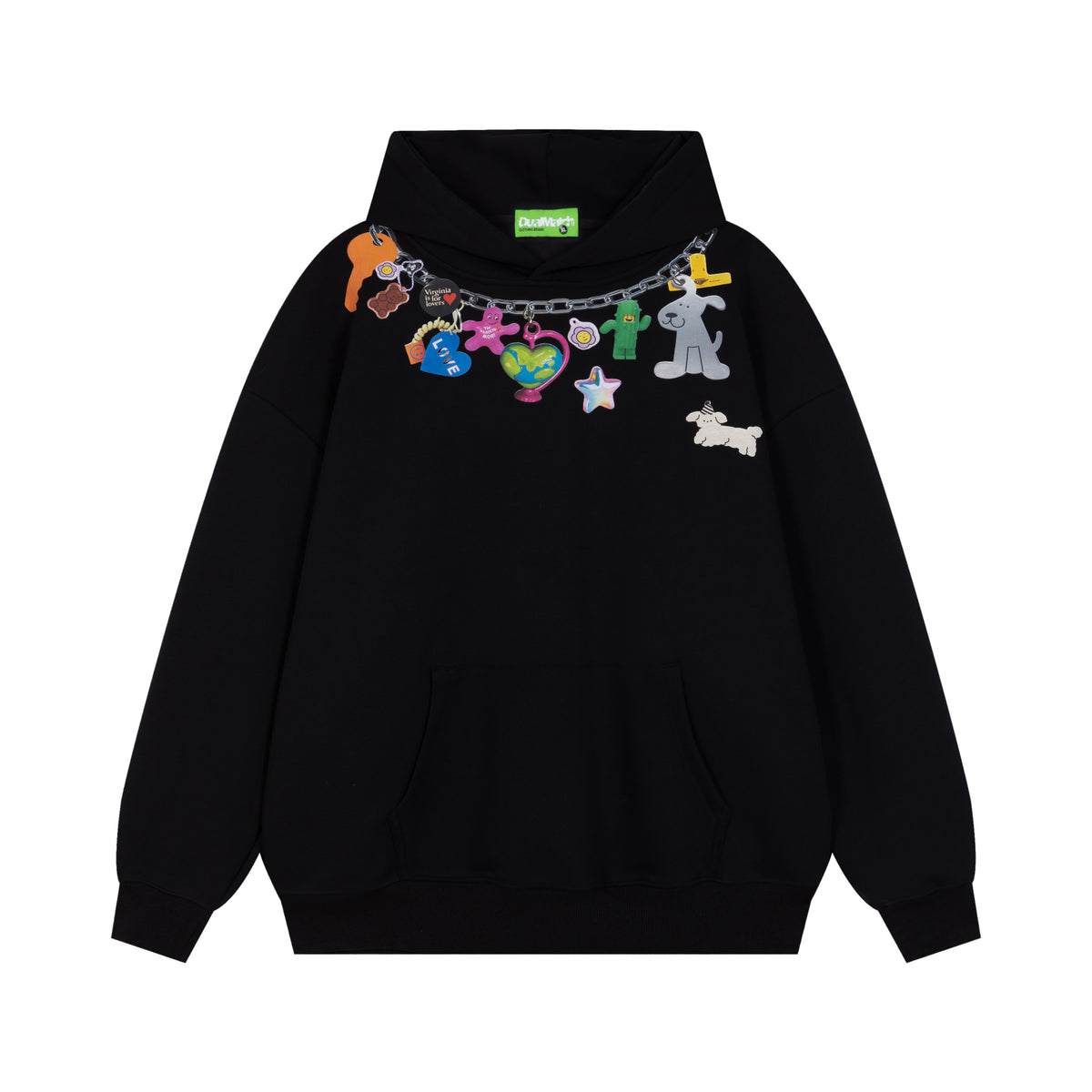 Chunky Chain Toy Charm Graphic Oversized Hoodie - Seldom Seen Styles
