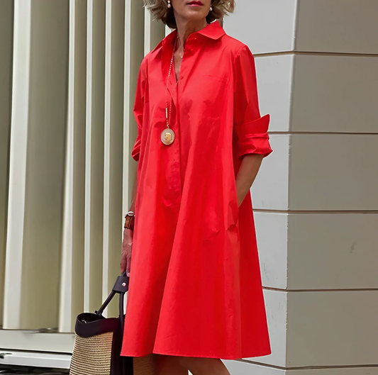 Classic Elegance Flowy Button Shirt Dress for Women - Seldom Seen Styles