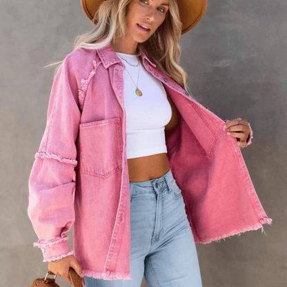 Bunte Boho-Jeansjacke