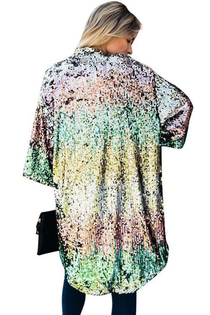 Cardigan mi-long à sequins colorés