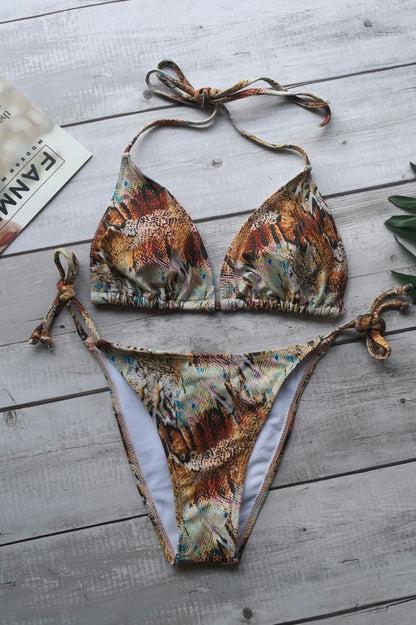 Maillot de bain brésilien push-up imprimé coloré