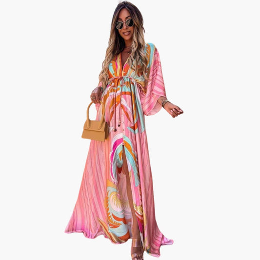 Colorful Summer Dress - Women's Maxi Dress with Floral Print - Seldom Seen Styles