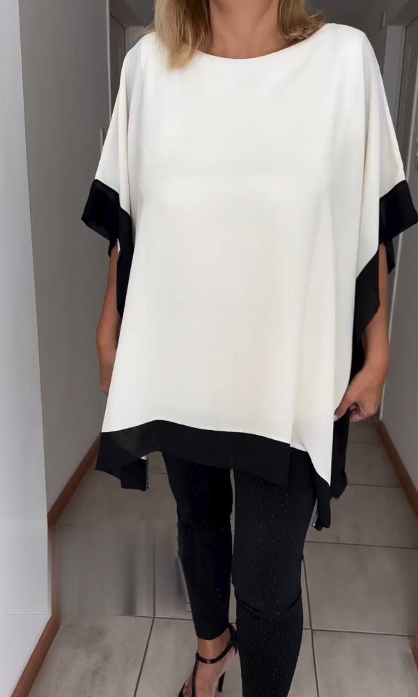 Contrast color patchwork casual top - Seldom Seen Styles