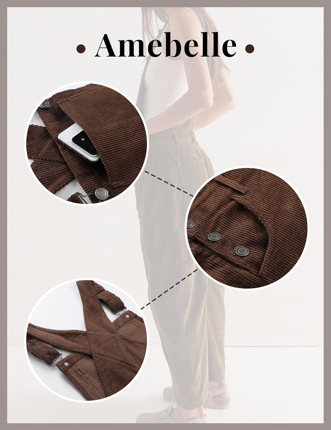 Corduroy Overalls for Women Barrel Wide Leg Bib Corduroy Pants Women Adjustable Romper Jumpsuit with Pockets - Seldom Seen Styles