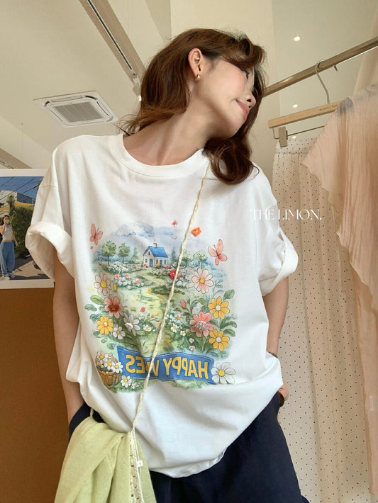 Cottagecore Floral Graphic T-Shirt – 3D Flower Garden Print Oversized Summer Tee - Seldom Seen Styles