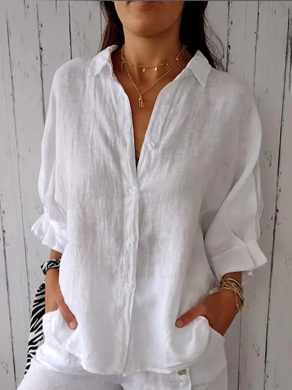 Cotton and Linen Tie Back Design Shirt - Seldom Seen Styles