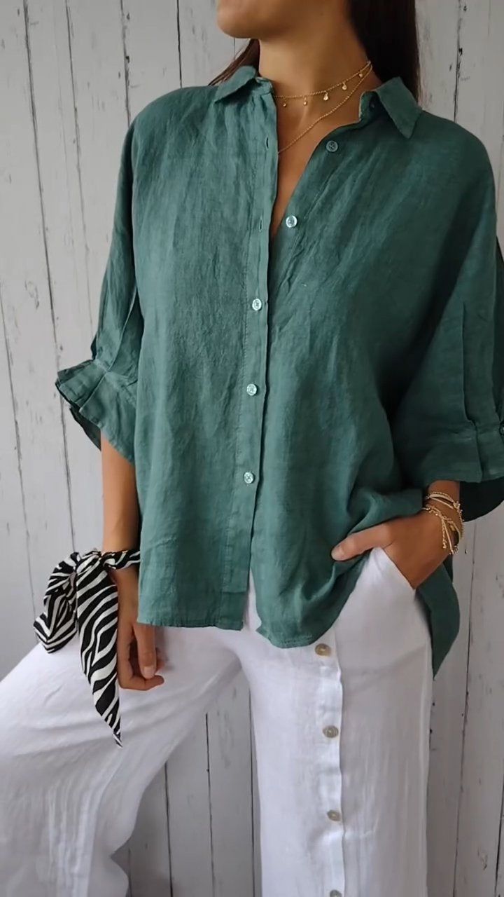Cotton and Linen Tie Back Design Shirt - Seldom Seen Styles