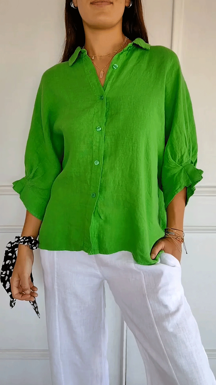 Cotton and Linen Tie Back Design Shirt - Seldom Seen Styles