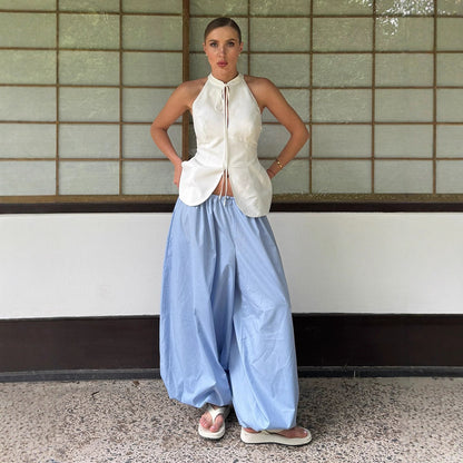 Bloomer en coton, tendances urbaines printemps-été, pantalon ample décontracté, style "lazy", bloomer ample.