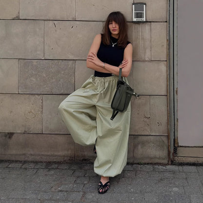 Bloomer en coton, tendances urbaines printemps-été, pantalon ample décontracté, style "lazy", bloomer ample.
