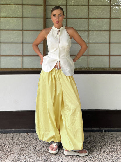 Bloomer en coton, tendances urbaines printemps-été, pantalon ample décontracté, style "lazy", bloomer ample.