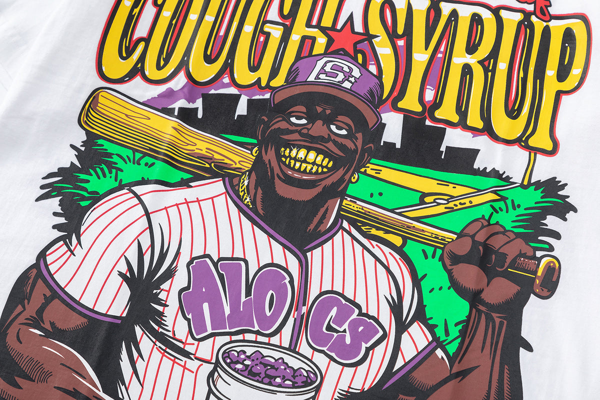 Cough Syrup Baseball Tee - White - Seldom Seen Styles