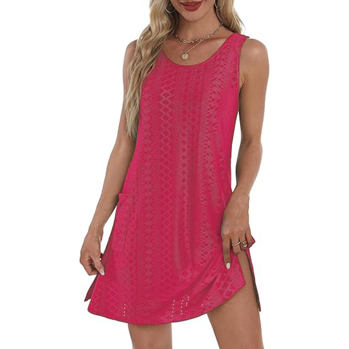 Coverup Summer Dresses for Women 2025 Eyelet Casual Loose Sleeveless Sundresses Tank Dresses with Pockets - Seldom Seen Styles