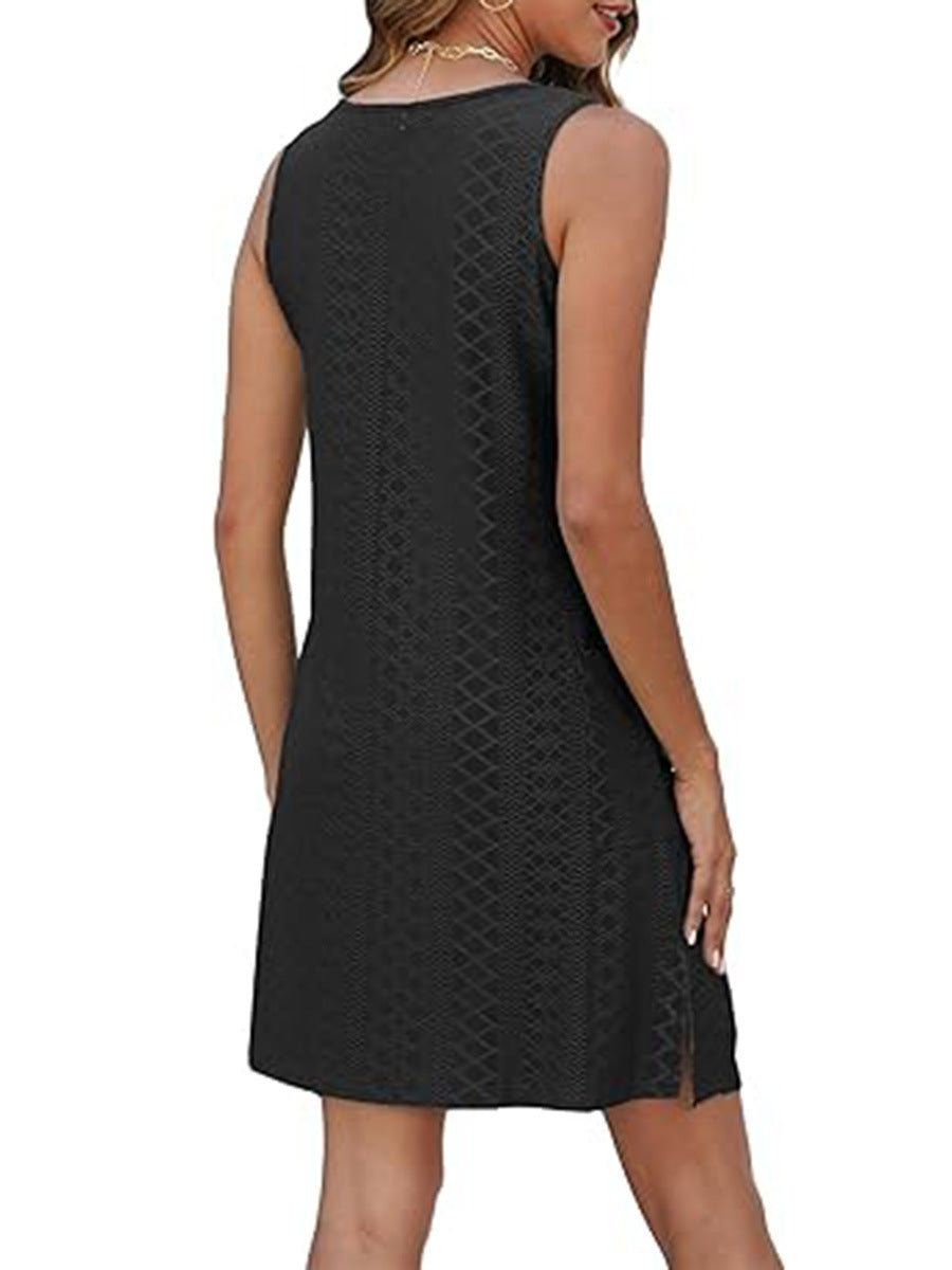 Coverup Summer Dresses for Women 2025 Eyelet Casual Loose Sleeveless Sundresses Tank Dresses with Pockets - Seldom Seen Styles