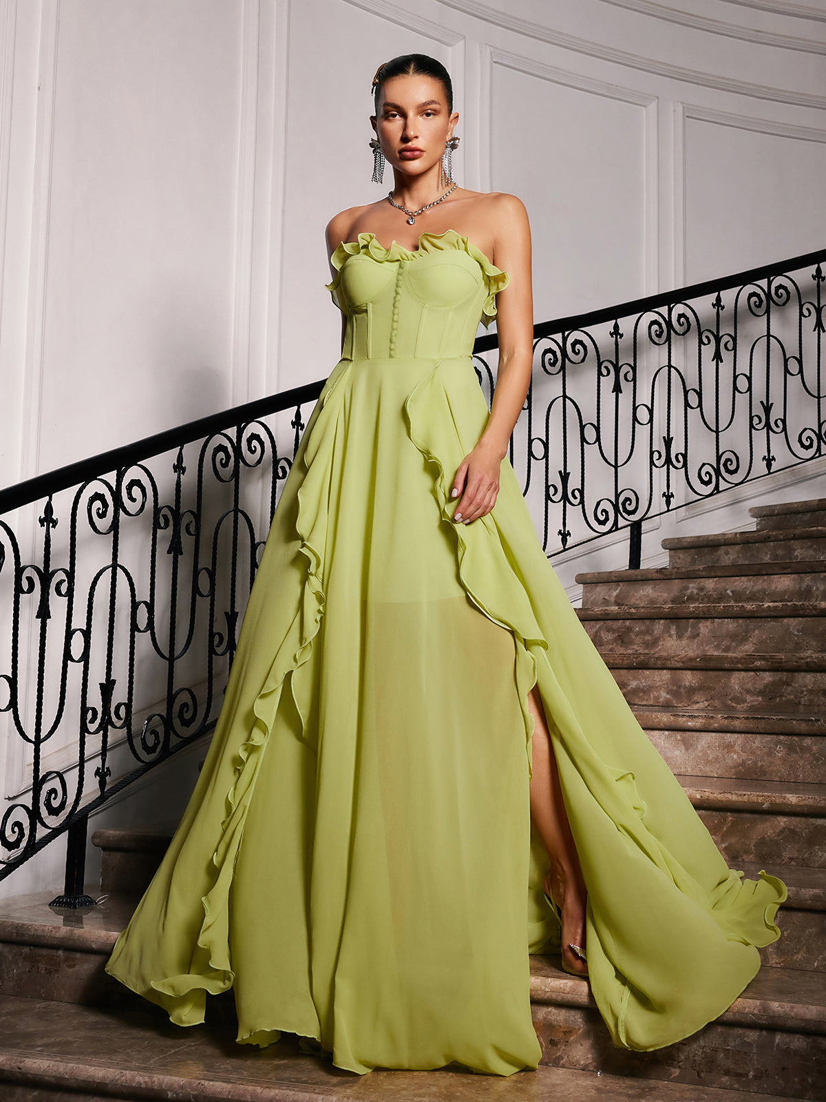 Craven Strapless Ruched Mesh Maxi Dress - Seldom Seen Styles