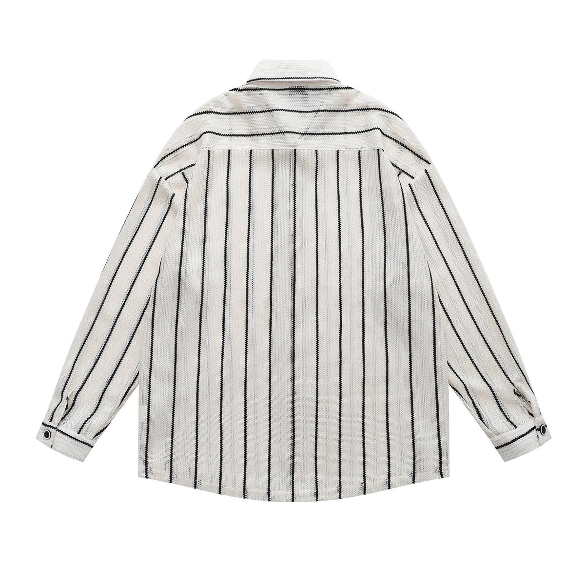 Cutout Striped Long Sleeve Shirt Unisex Loose Fit Hong Kong Retro Lazy Casual Couple Niche Streetwear Top | HK Stripe - Seldom Seen Styles